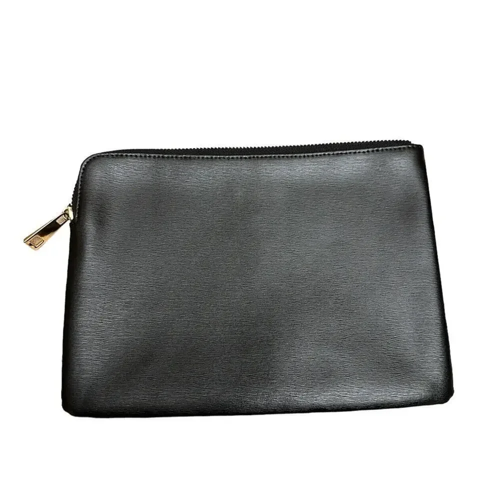 GM2NY Black Brushed Leather Clutch Zipper Closure Lined Get Me 2 New York NWOT